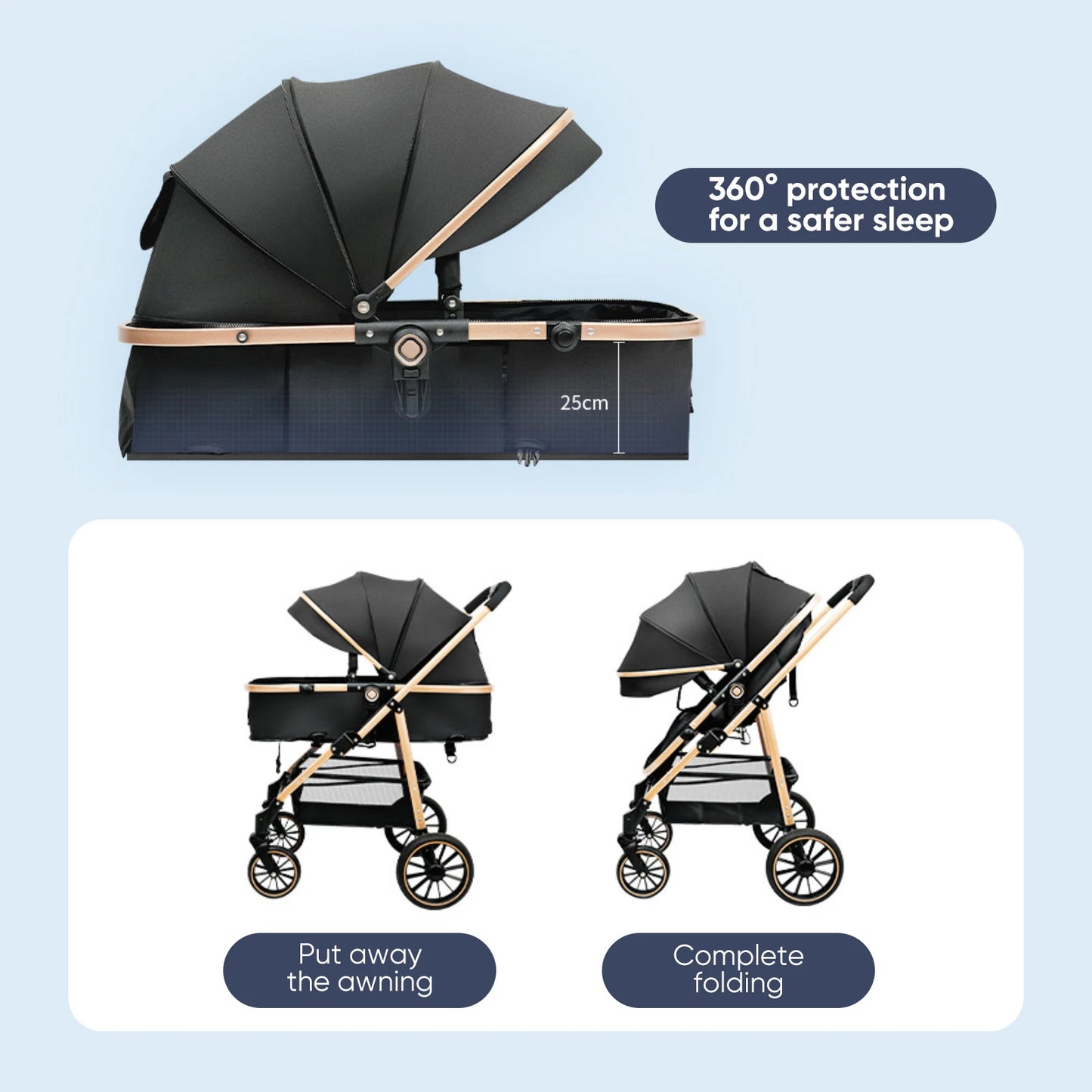 Cochecito 3-en-1 Plegable