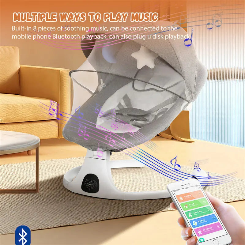 Cama Mecedora Eléctrica para Bebé (0–18 m)