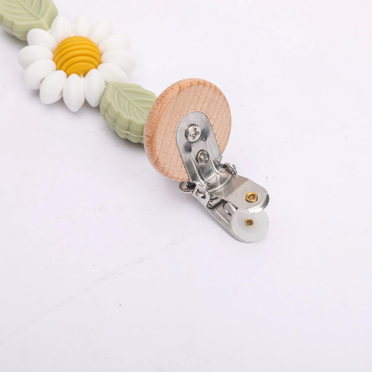 Cadena de Chupete de Silicona y Madera – Diseño Floral