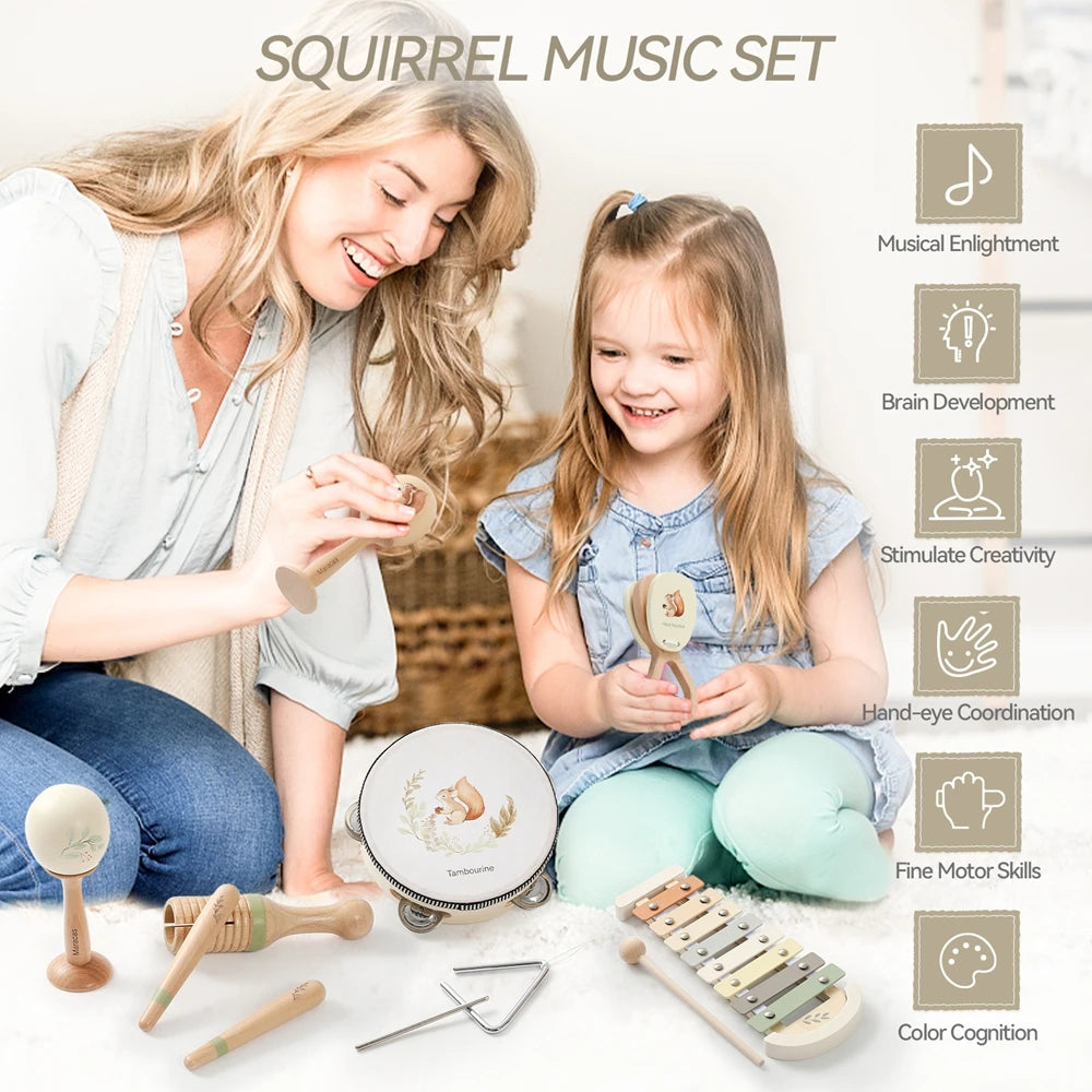 Instrumentos musicales de madera para bebés