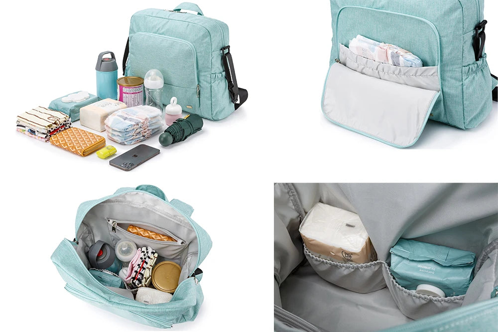 Bolsa de pañales de PU/PVC impermeable – Mochila multifuncional