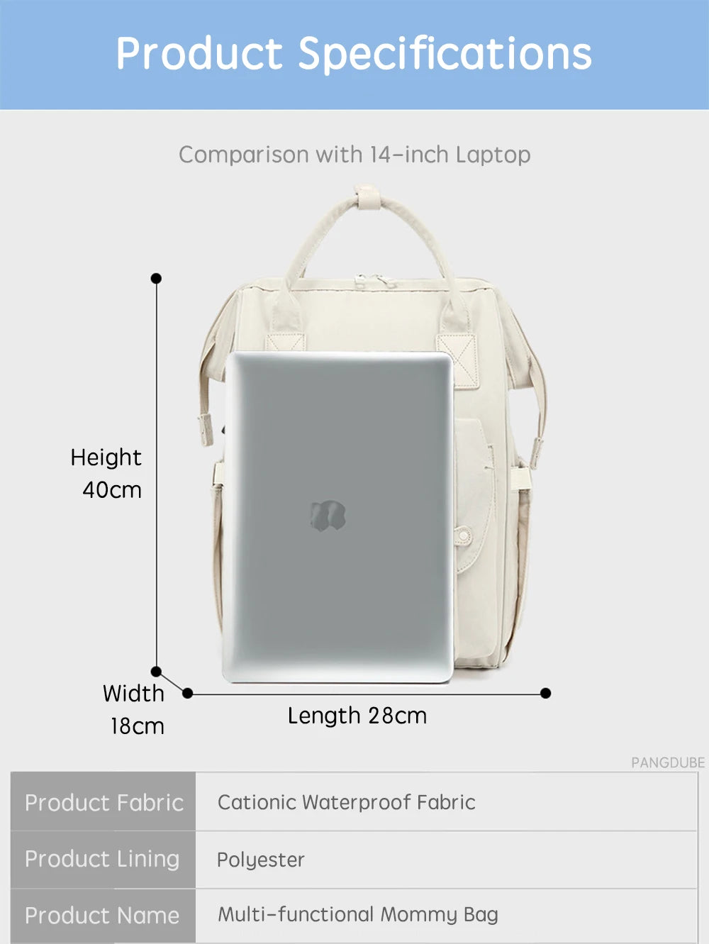 Mochila Impermeable de pañales con ganchos para cochecito