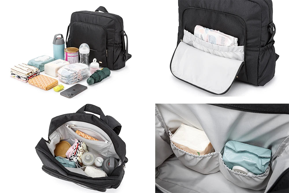 Bolsa de pañales de PU/PVC impermeable – Mochila multifuncional