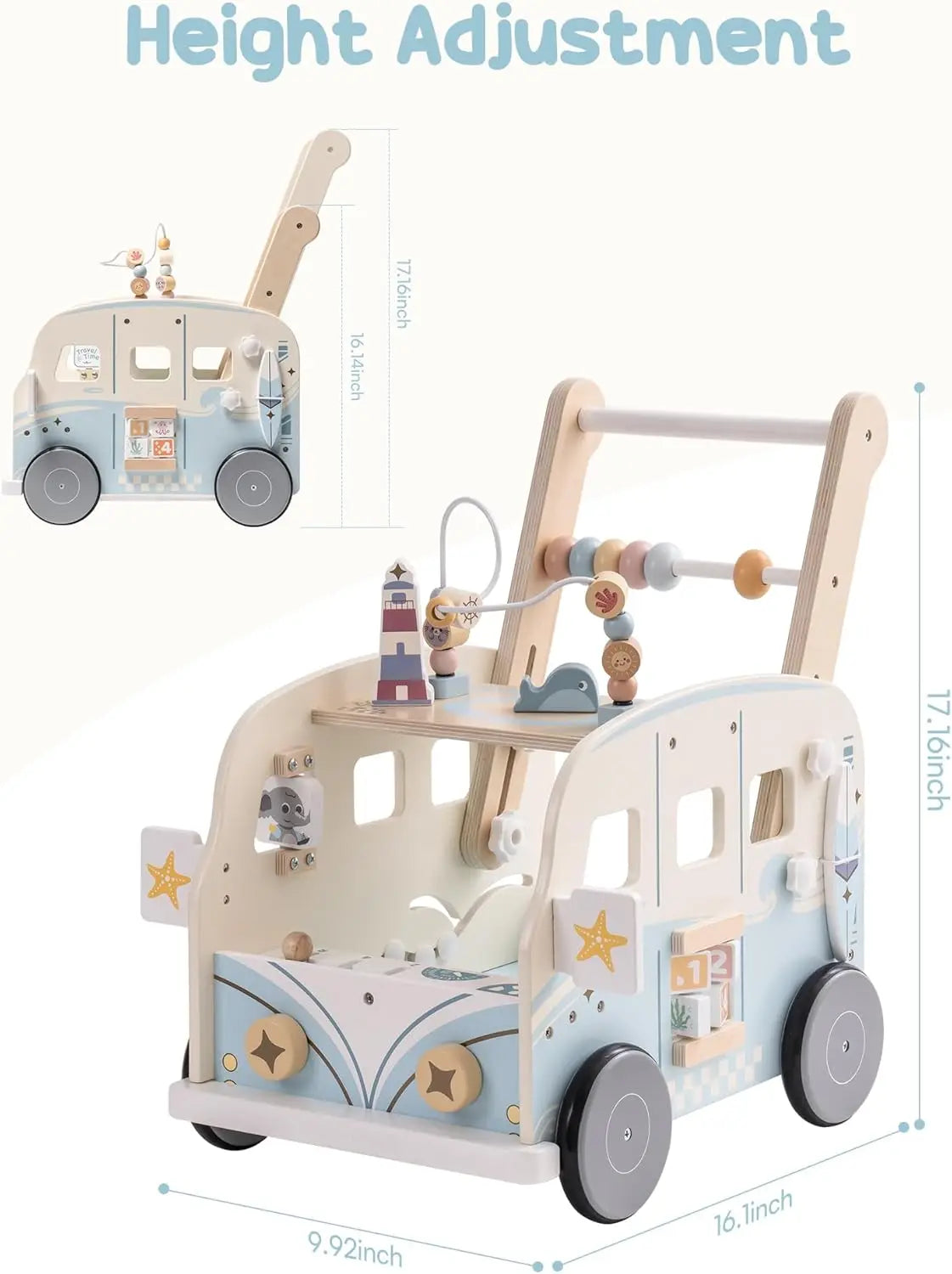 Andador de Madera “Bus Vacaciones” para bebés