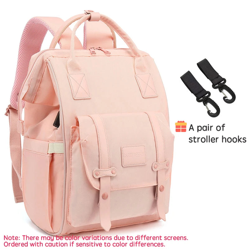 Mochila Impermeable de pañales con ganchos para cochecito