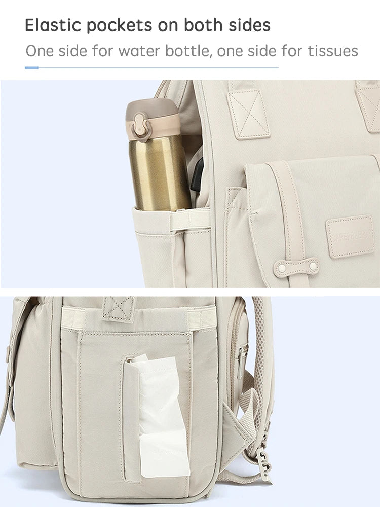 Mochila Impermeable de pañales con ganchos para cochecito