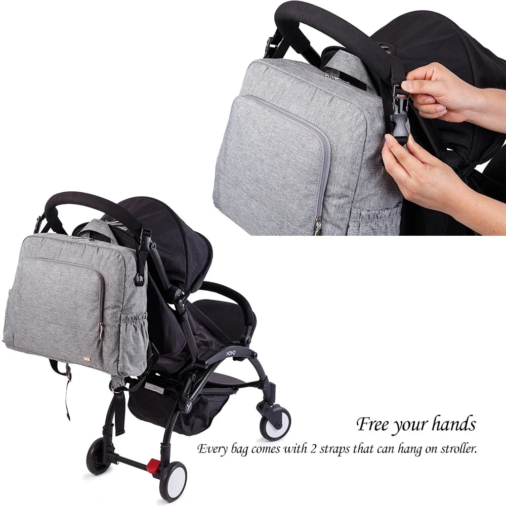 Bolsa de pañales de PU/PVC impermeable – Mochila multifuncional