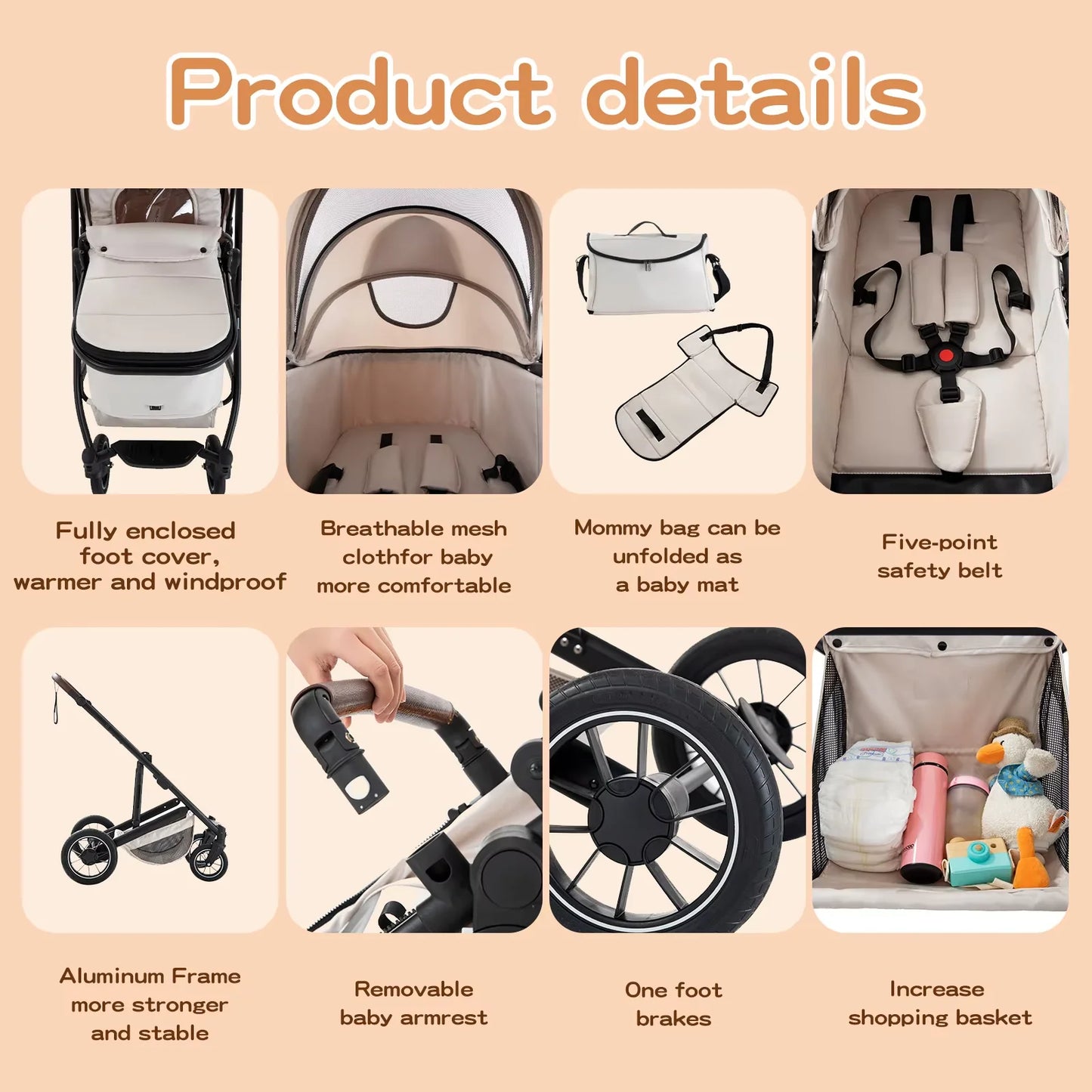 Cochecito Reversible para Bebé – Plegable, Cómodo y Seguro