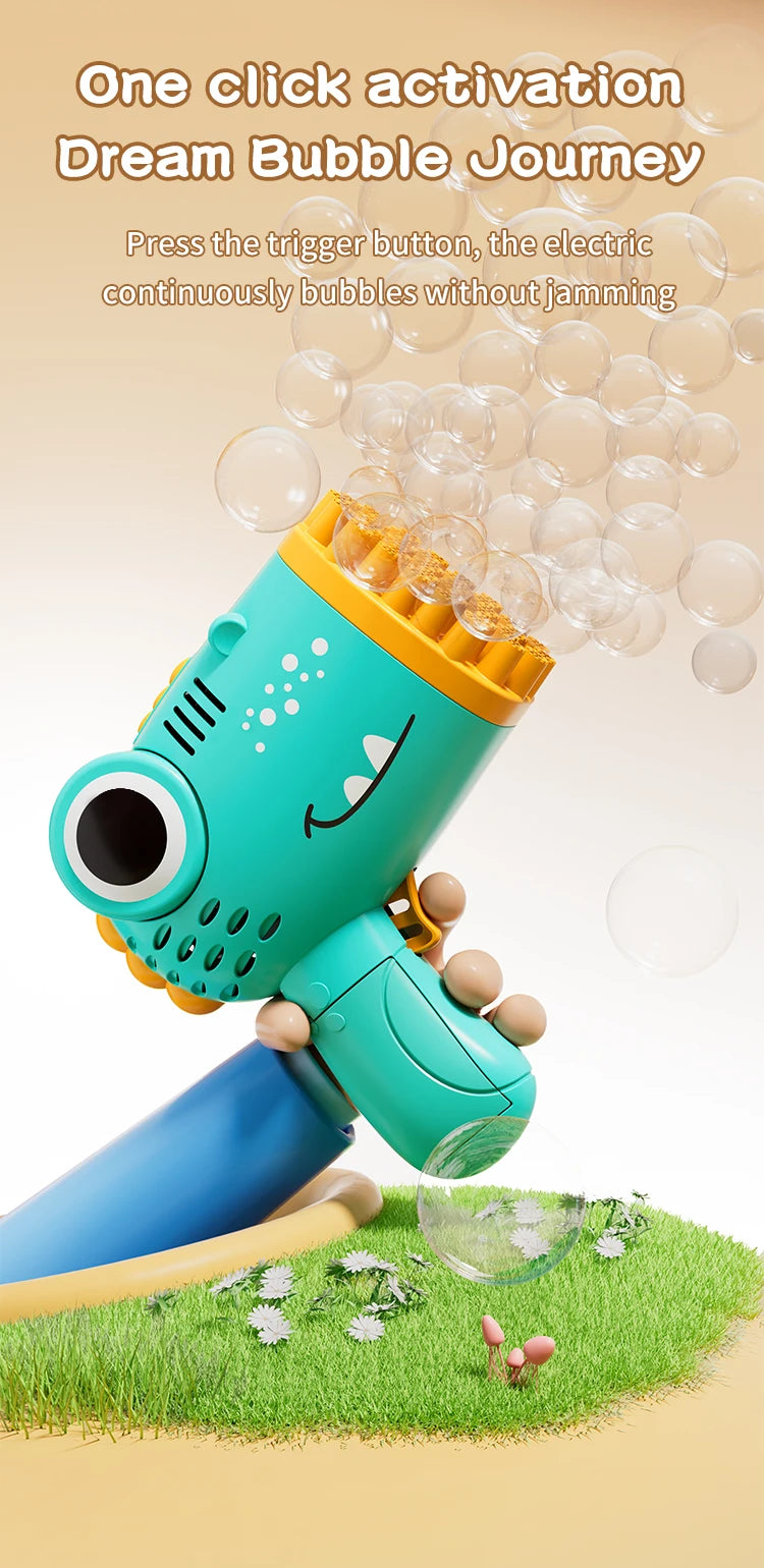 Pistola de Burbujas de Dinosaurio 40 Agujeros – Automática y de Mano