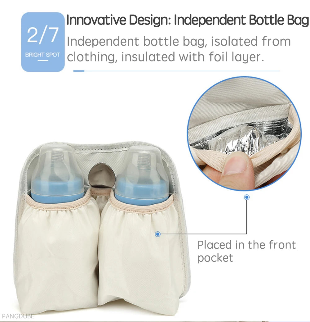 Mochila Impermeable de pañales con ganchos para cochecito
