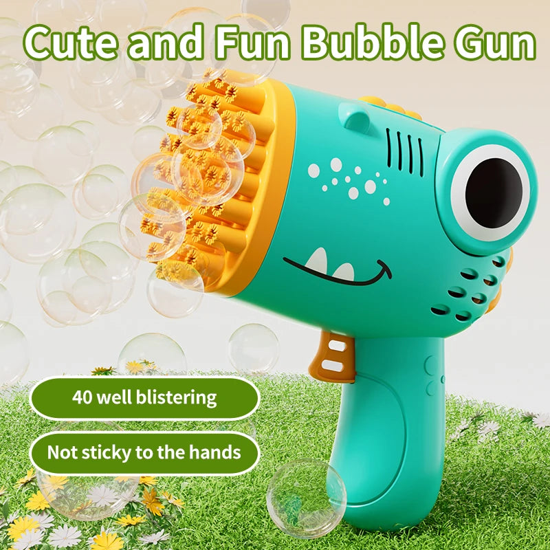 Pistola de Burbujas de Dinosaurio 40 Agujeros – Automática y de Mano
