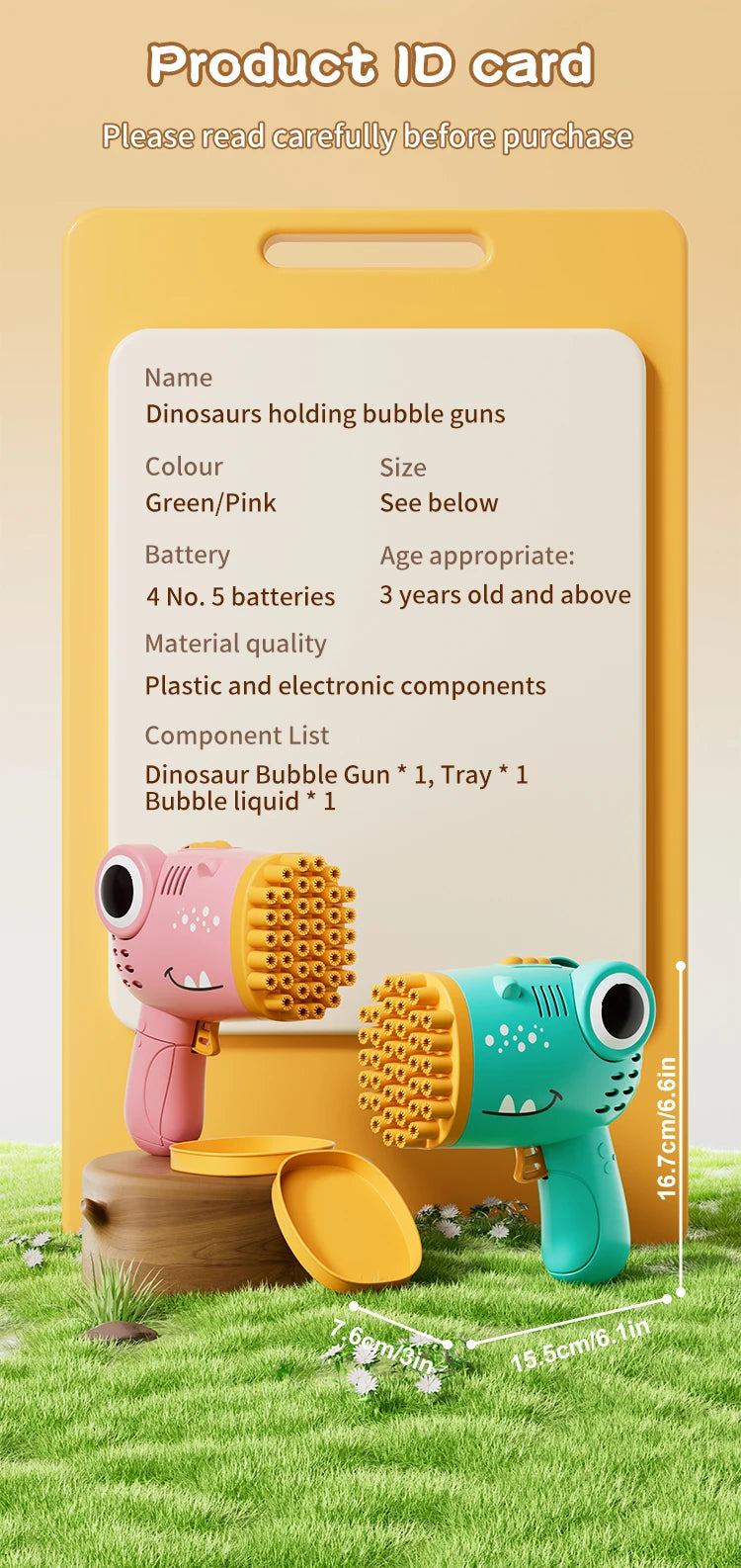 Pistola de Burbujas de Dinosaurio 40 Agujeros – Automática y de Mano