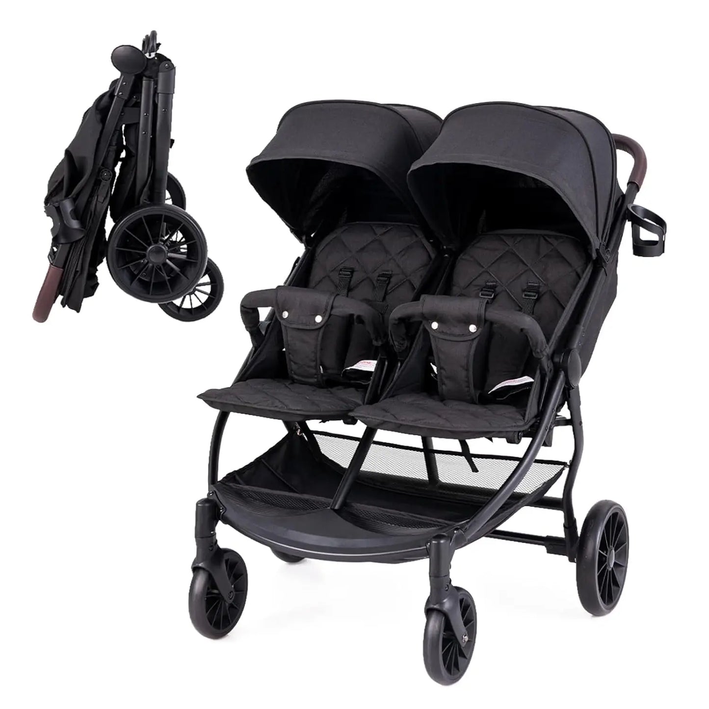 Cochecito Doble Plegable (0–3 años) – Gris