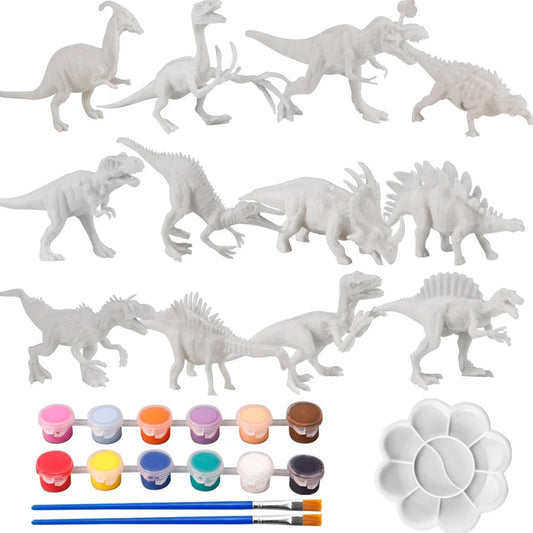 Kit de pintura de dinosaurios DIY sin pintar, juguetes de modelos en blanco para niños de más de 3 años