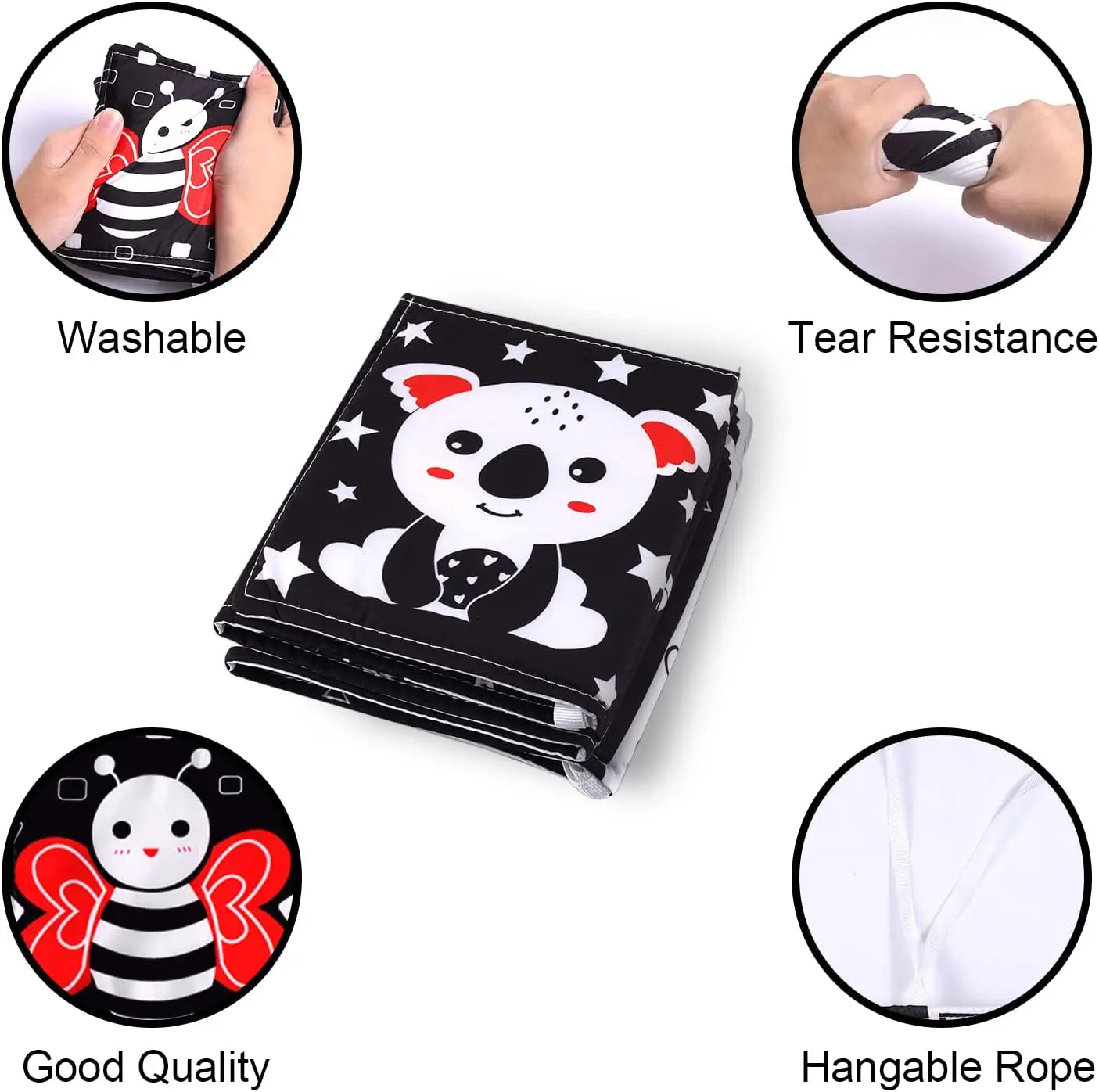 Libro Sensorial en Blanco y Negro para Bebés