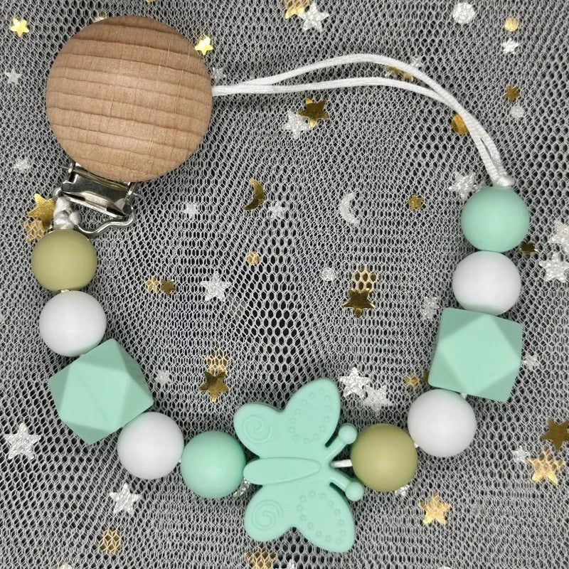 Cadena Porta-Chupete de Haya + Silicona (Hecha a mano)