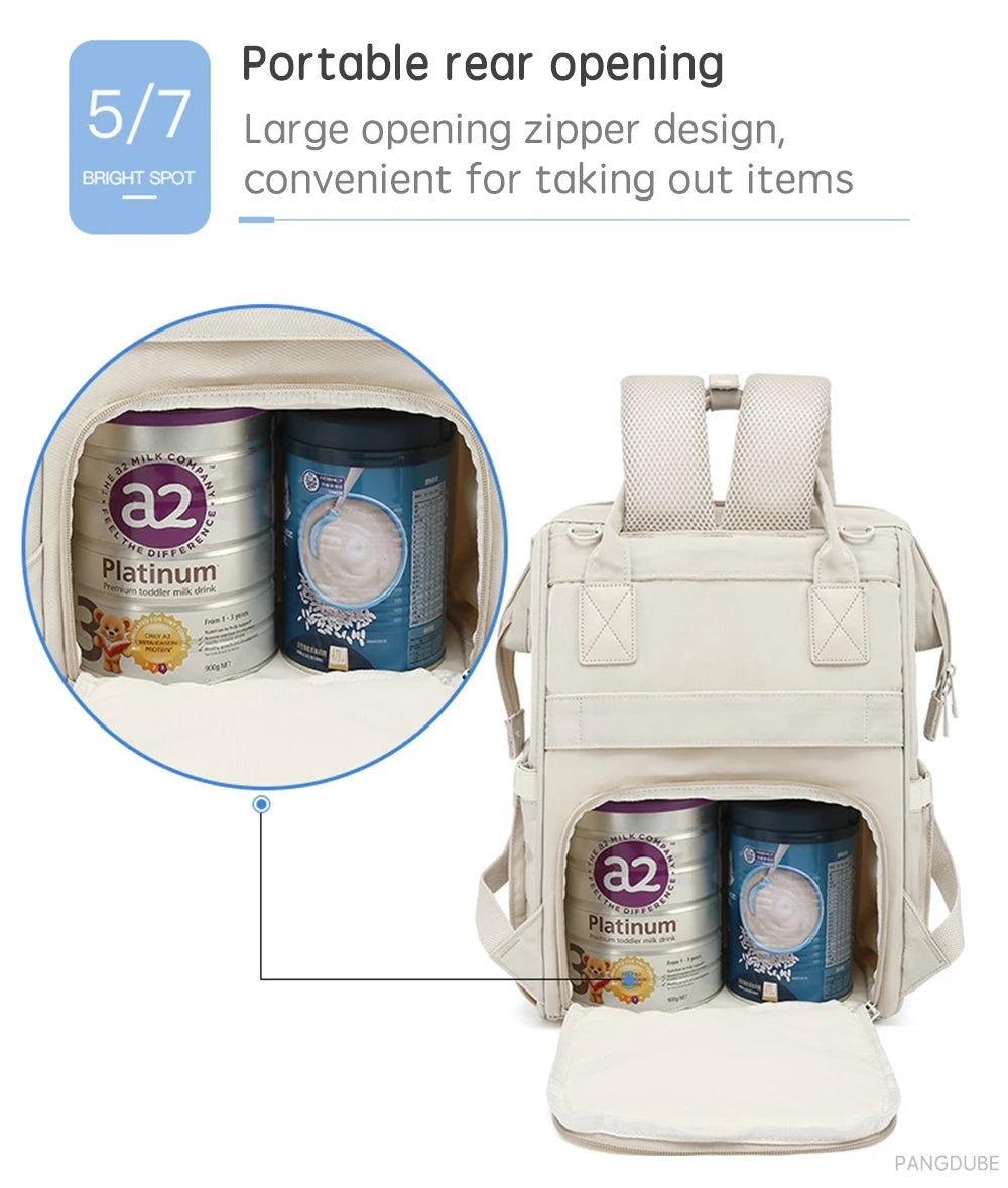 Mochila Impermeable de pañales con ganchos para cochecito