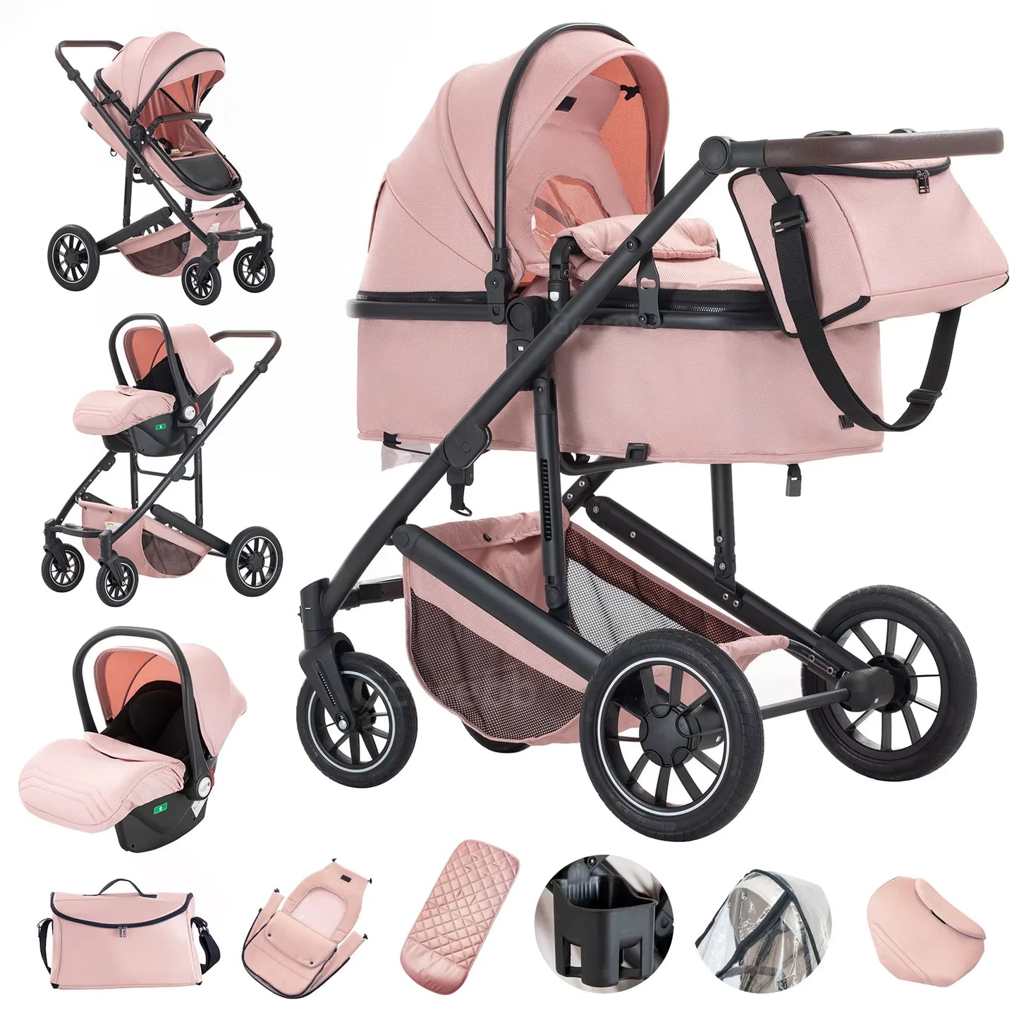 Cochecito Reversible para Bebé – Plegable, Cómodo y Seguro