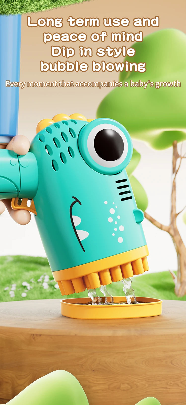 Pistola de Burbujas de Dinosaurio 40 Agujeros – Automática y de Mano
