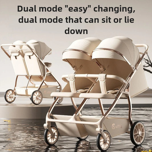 Cochecito Doble Plegable de Asiento Alto (2025)