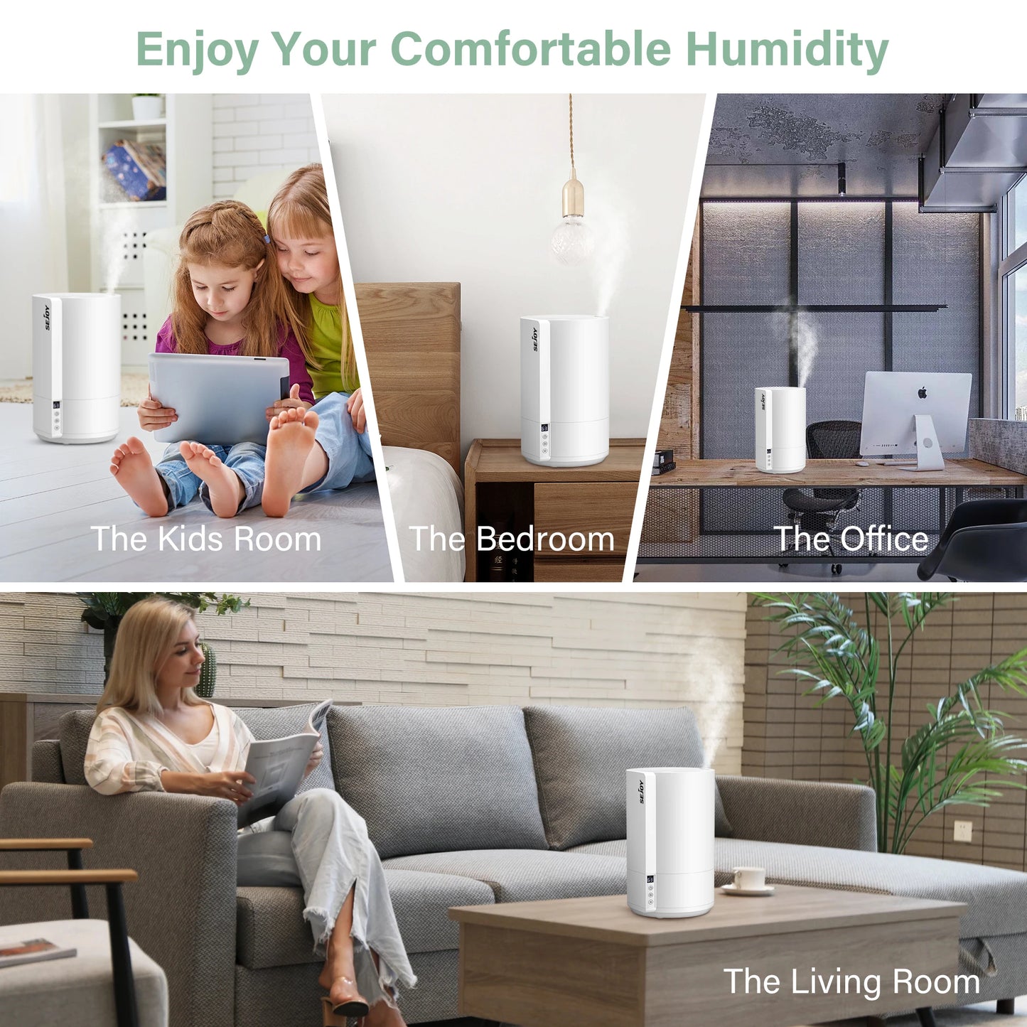 Humidificador silencioso ultrasónico, para bebés y niños con iluminación LED