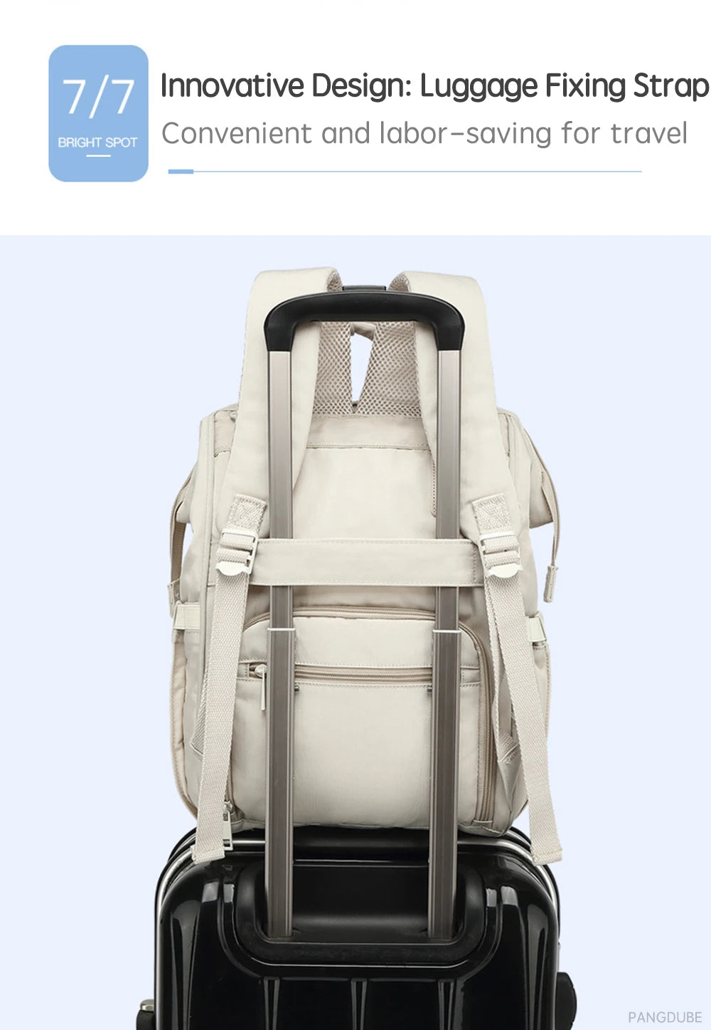 Mochila Impermeable de pañales con ganchos para cochecito
