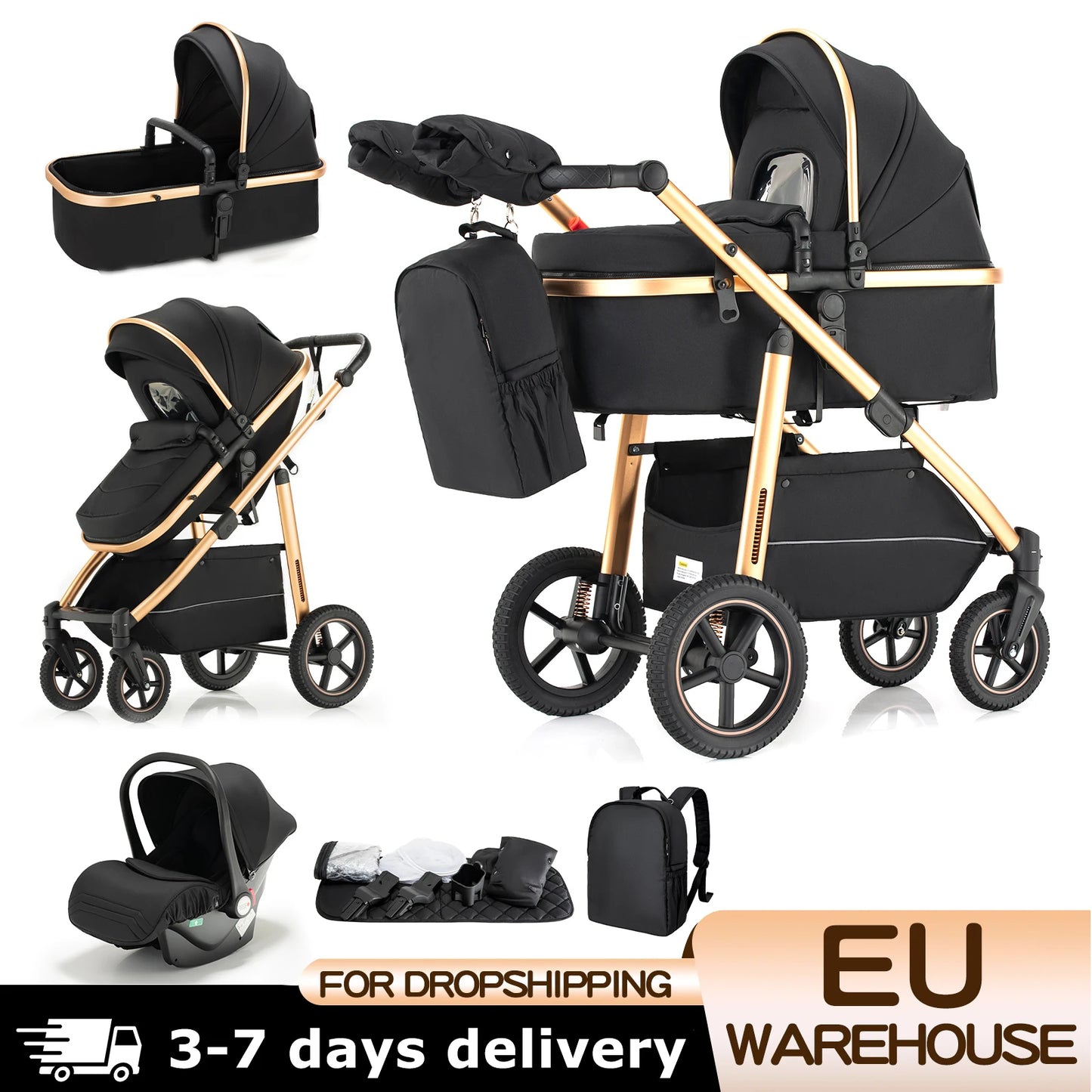 Cochecito Reversible para Bebé – Plegable, Cómodo y Seguro