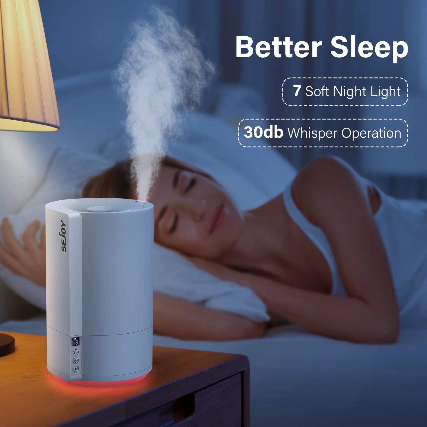 Humidificador silencioso ultrasónico, para bebés y niños con iluminación LED