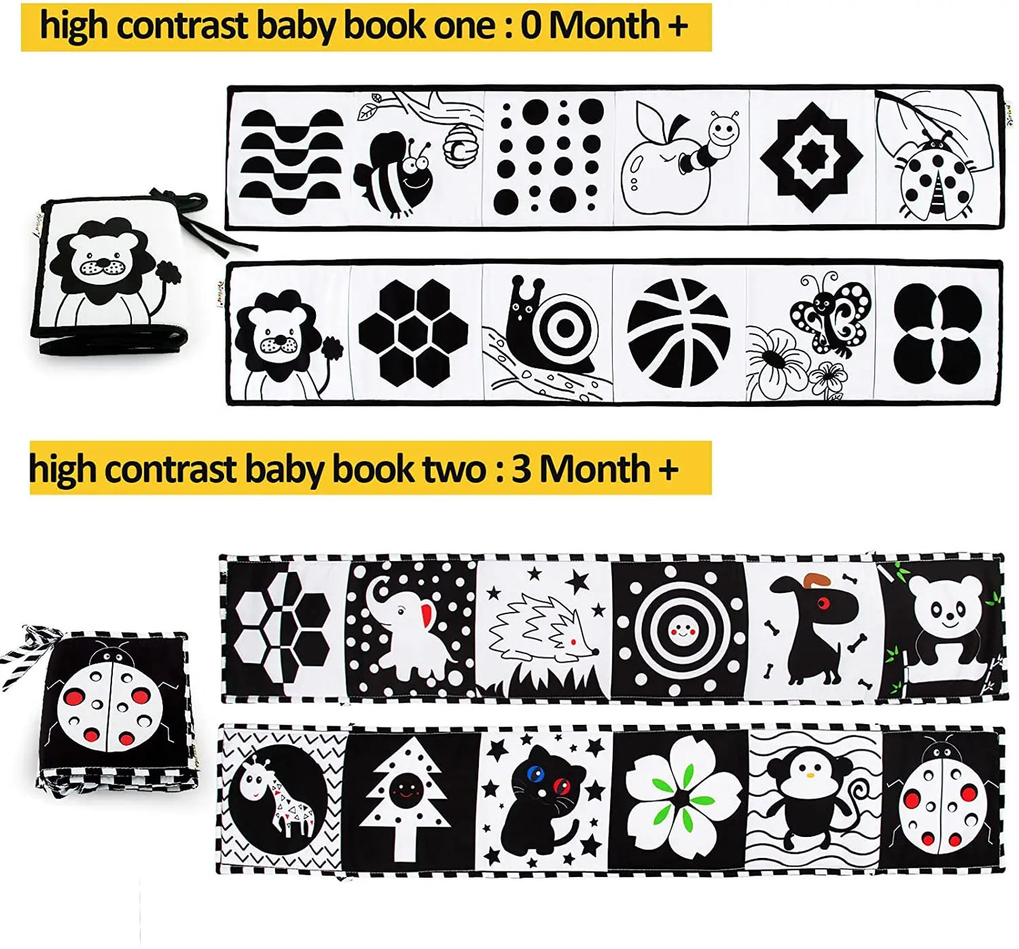 Libro Sensorial en Blanco y Negro para Bebés
