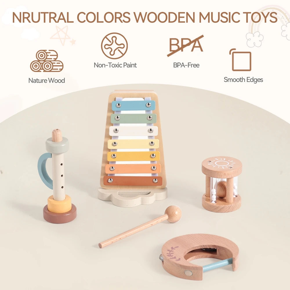 Instrumentos musicales de madera para bebés