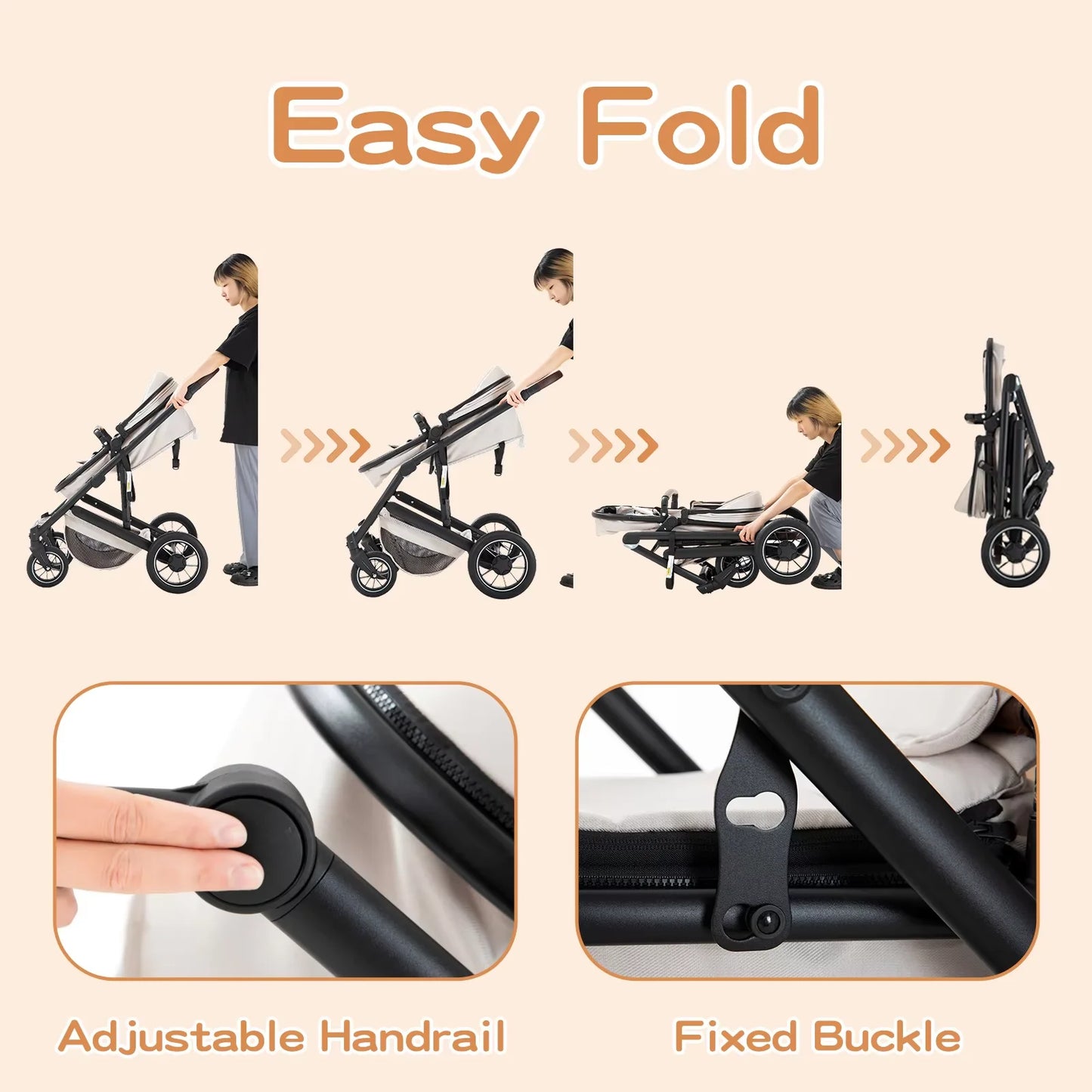 Cochecito Reversible para Bebé – Plegable, Cómodo y Seguro