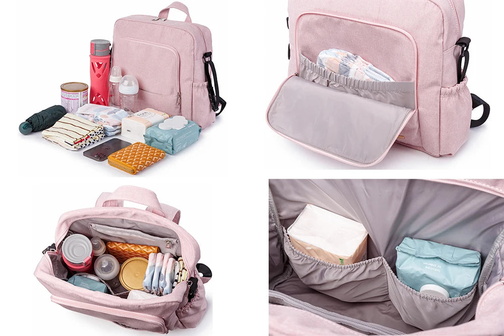 Bolsa de pañales de PU/PVC impermeable – Mochila multifuncional