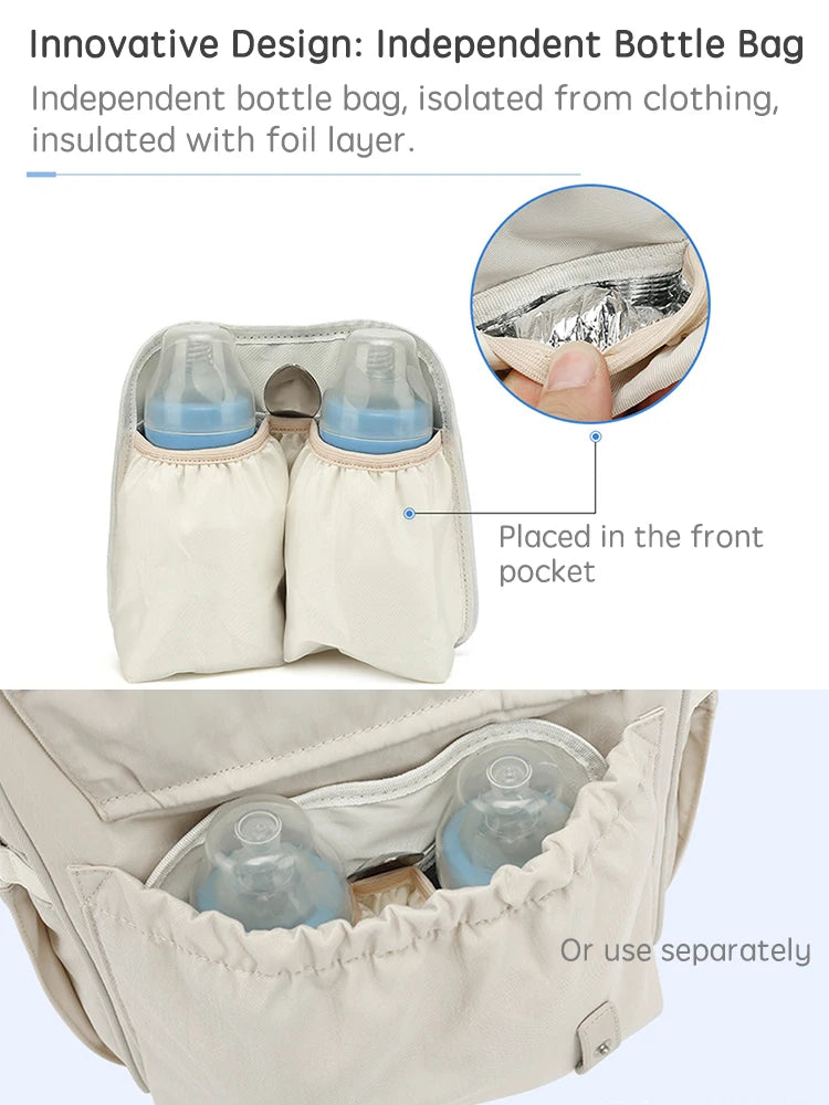 Mochila Impermeable de pañales con ganchos para cochecito
