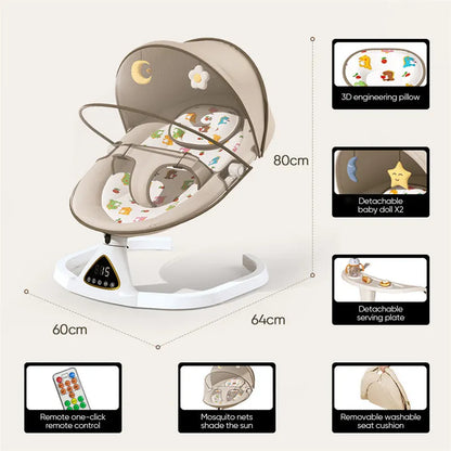 Cama Mecedora Eléctrica para Bebé (0–18 m)