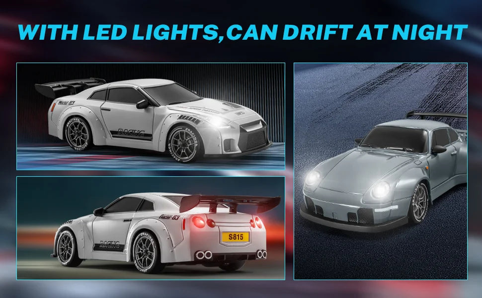 Nuevo coche de derrape RC 4WD, coche de Control remoto a escala 1:24 con luces LED, 2,4 GHz, 20 KM/H, neumáticos a la deriva para coche teledirigido, vehículo deportivo de carreras de juguete