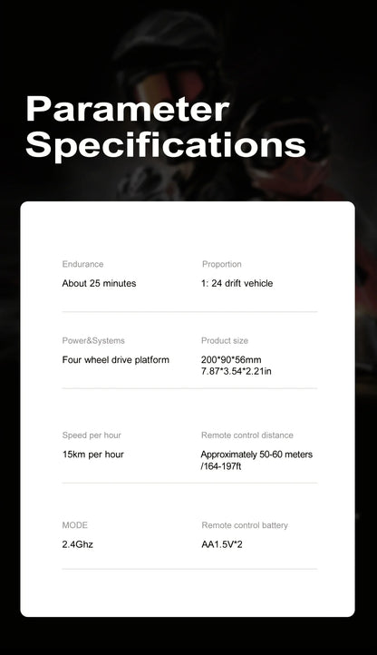 Nuevo coche de derrape RC 4WD, coche de Control remoto a escala 1:24 con luces LED, 2,4 GHz, 20 KM/H, neumáticos a la deriva para coche teledirigido, vehículo deportivo de carreras de juguete