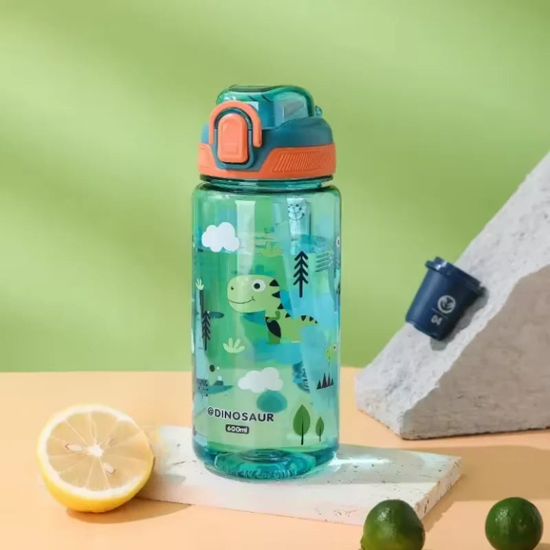 Botella Infantil Reutilizable 600 ml con Pajita de Silicona