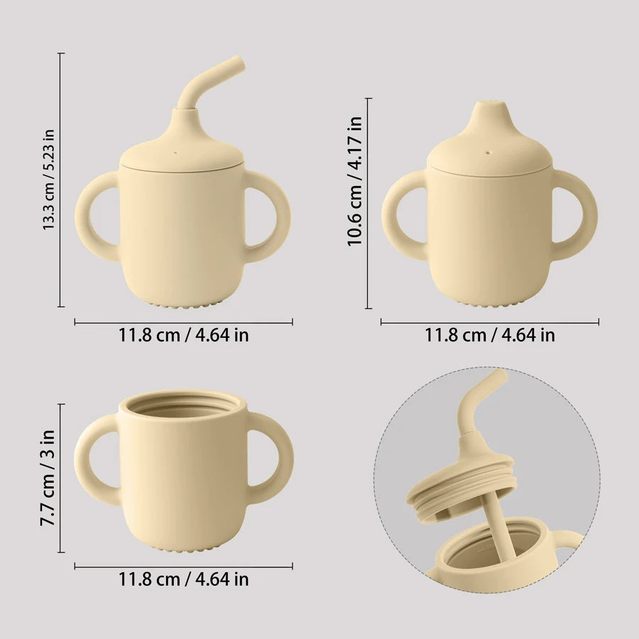 Taza de Silicona 2-en-1 con Pajita y Tapa Snack (150 ml)