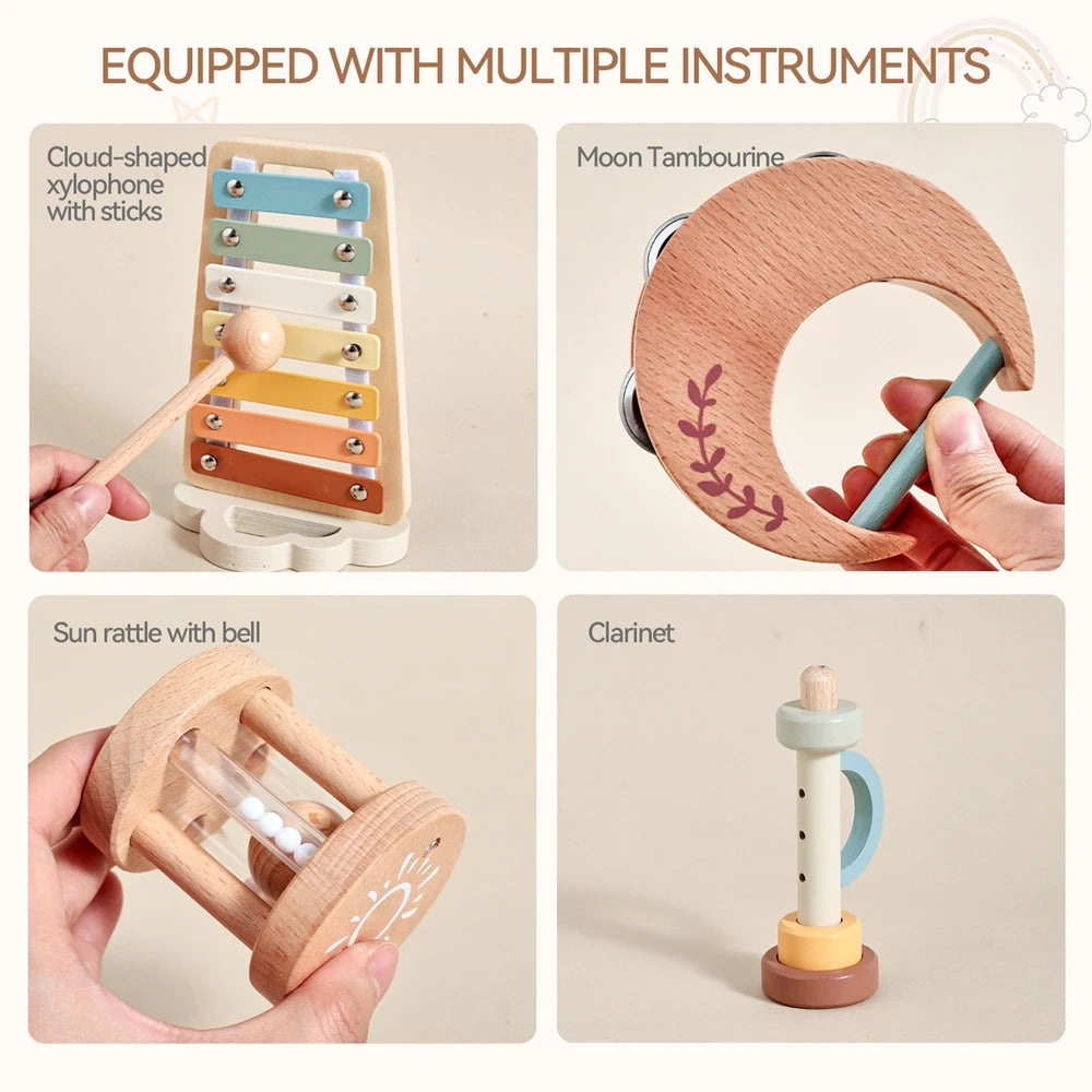 Instrumentos musicales de madera para bebés