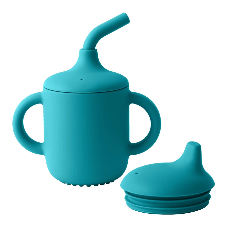 Taza de Silicona 2-en-1 con Pajita y Tapa Snack (150 ml)