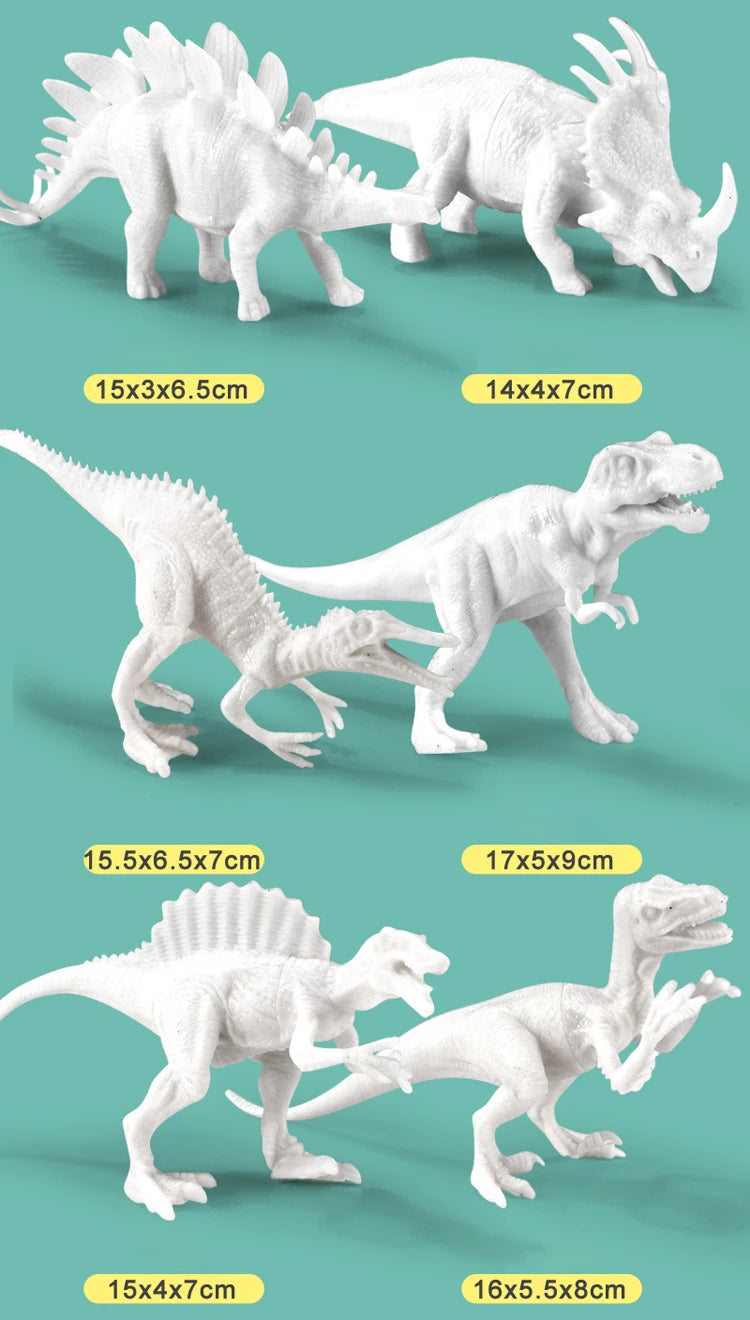 Kit de pintura de dinosaurios DIY sin pintar, juguetes de modelos en blanco para niños de más de 3 años