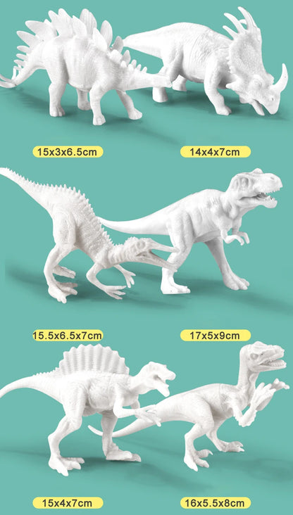 Kit de pintura de dinosaurios DIY sin pintar, juguetes de modelos en blanco para niños de más de 3 años