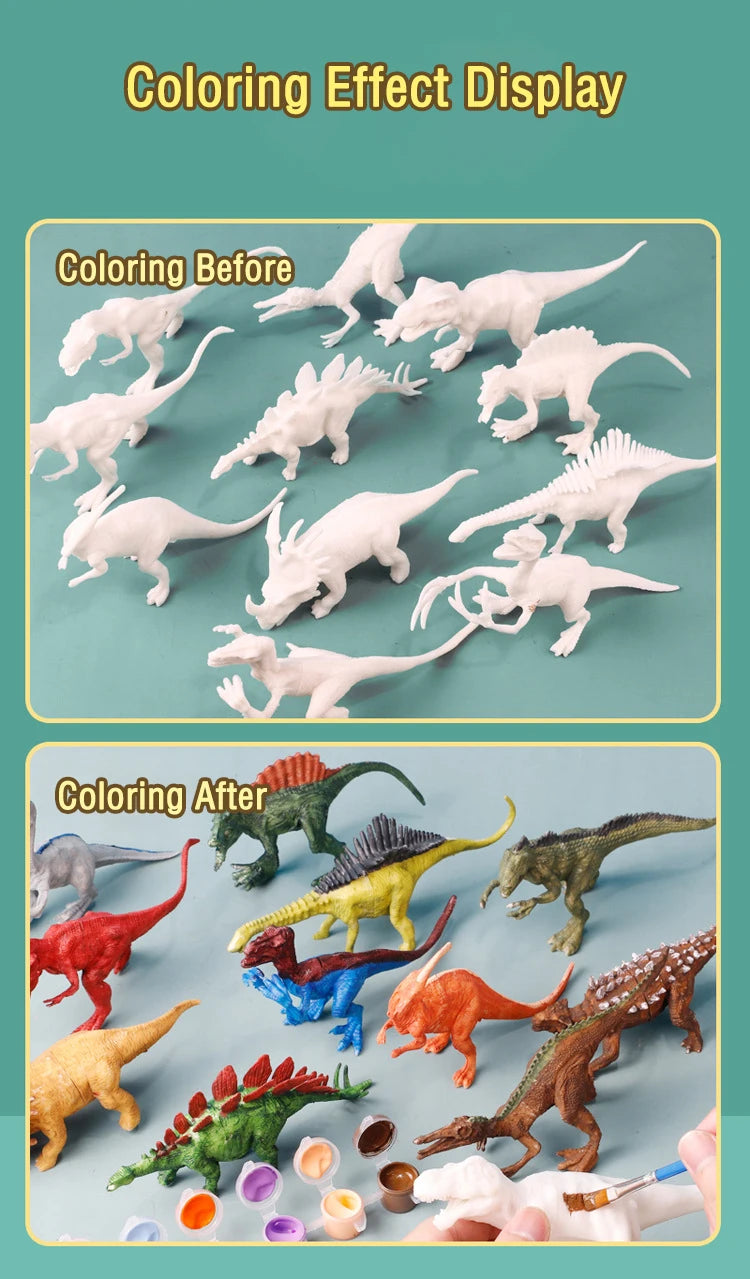 Kit de pintura de dinosaurios DIY sin pintar, juguetes de modelos en blanco para niños de más de 3 años