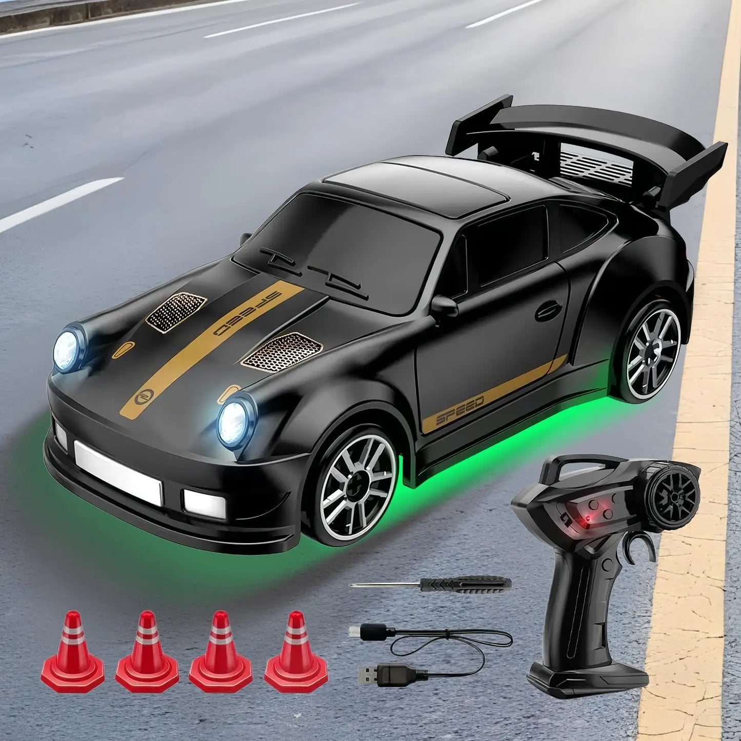 Coche de carreras eléctrico RC 1:64 4WD, juguete de derrape realista, vehículo de carreras ergonómico, juguetes para niños, regalo de Navidad