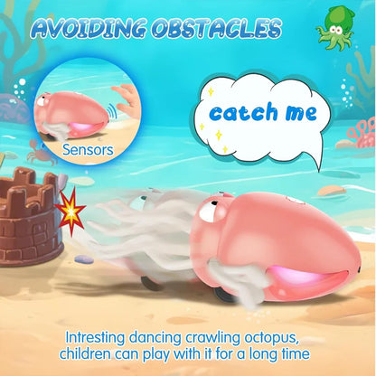 2025 nuevos juguetes eléctricos de calamar para bailar con luces LED y música