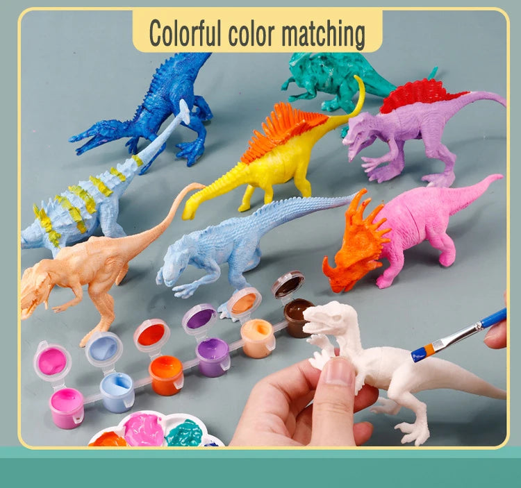 Kit de pintura de dinosaurios DIY sin pintar, juguetes de modelos en blanco para niños de más de 3 años