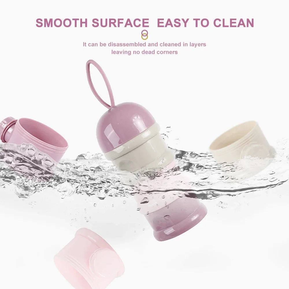 Caja de leche en polvo portátil estilo oso de 4 capas