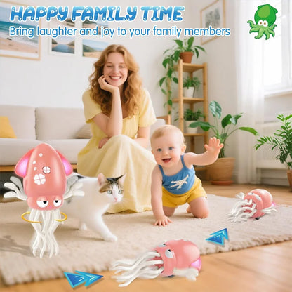 2025 nuevos juguetes eléctricos de calamar para bailar con luces LED y música