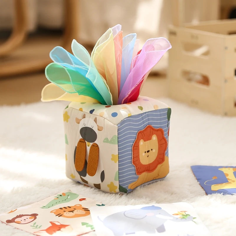 Caja Sensorial de Pañuelos – Animales (Tela)