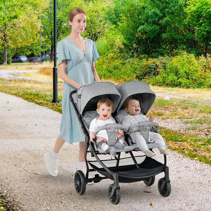 Cochecito Doble Plegable (0–3 años) – Gris